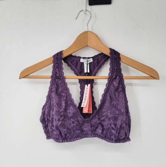 Cosabella Never Say Never Racerback Bralette Size Medium Zaadi Purple Lace - Picture 12 of 12